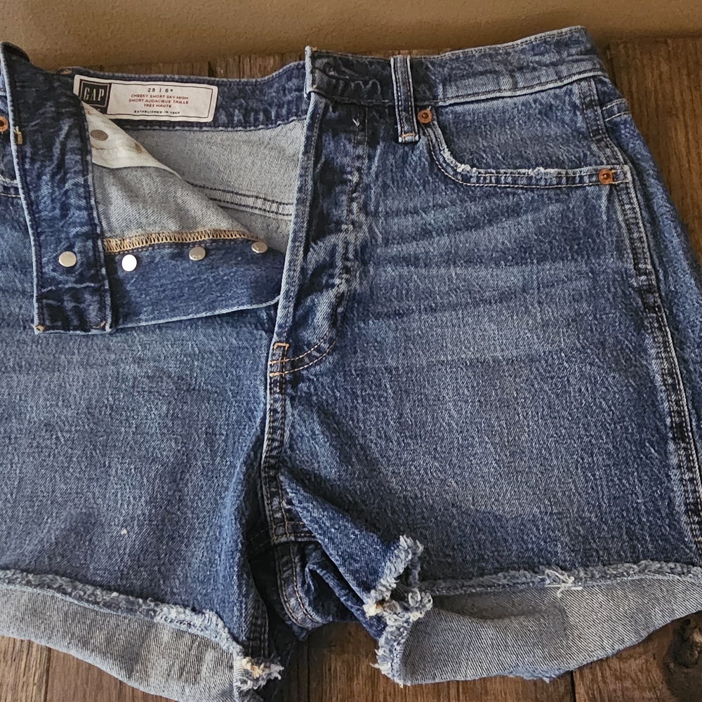 GAP Blue Jean Shorts High-Waisted Cuffed